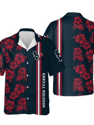 Sport-Team Houston Texans Blue Red Flower Hawaiian Shirt V2 Summer Aloha Shirt