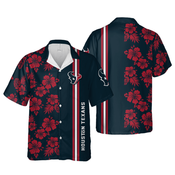 Sport-Team Houston Texans Blue Red Flower Hawaiian Shirt V2 Summer Aloha Shirt