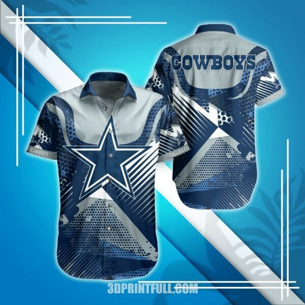 Sport-Team Dallas Cowboys Big Logo In Center Curve Hawaiian Shirt Summer Aloha Shirt