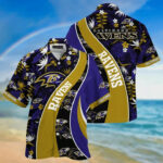 Sport-Team Baltimore Ravens Purple Gold Hawaiian Shirt Summer Aloha Shirt
