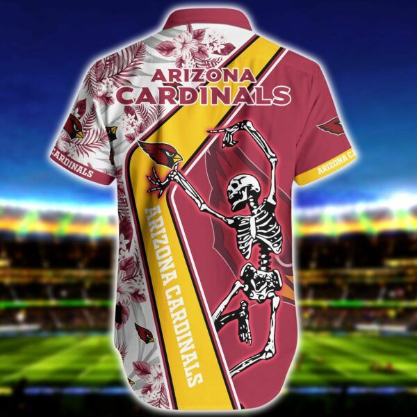 Sport-Team Arizona Cardinals Skellington Red Yellow Hawaiian Shirt Summer Aloha Shirt