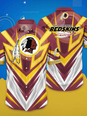 Sport-Team Washington Redskins Sleeve Button Down Samurai Hawaiian Shirt V7 Summer Aloha Shirt