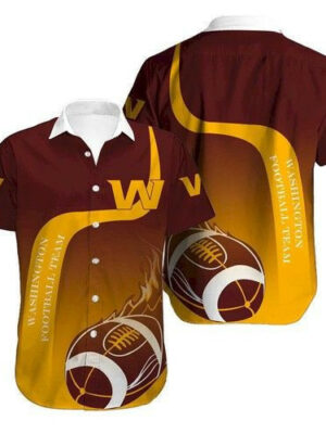 Sport-Team Washington Commanders Brown Yellow Ball Hawaiian Shirt Summer Aloha Shirt