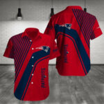 Sport-Team New England Patriots Red Dark Blue Stripes Hawaiian Shirt Summer Aloha Shirt