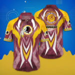 Sport-Team Washington Redskins Brown Golden Hawaiian Shirt Summer Aloha Shirt