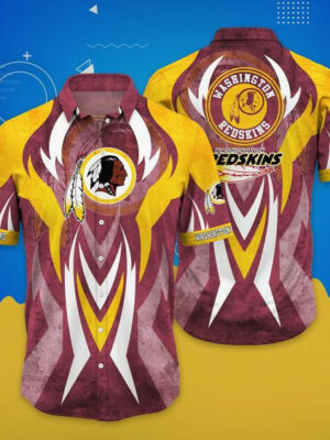 Sport-Team Washington Redskins Brown Golden Hawaiian Shirt Summer Aloha Shirt