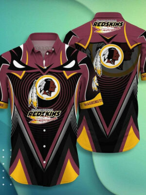 Sport-Team Washington Redskins Sleeve Button Down Samurai Hawaiian Shirt V2 Summer Aloha Shirt