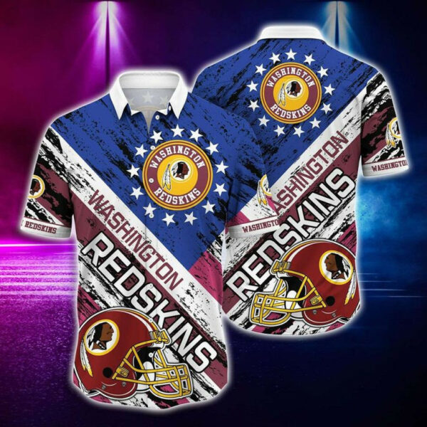 Sport-Team Washington Redskins Graphic American Flag For Fans Hawaiian Shirt Summer Aloha Shirt