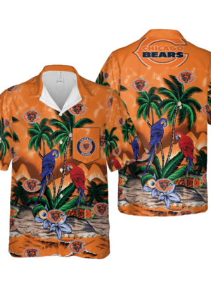 Sport-Team Chicago Bears Blue Parrot In Coconut Tree Hawaiian Shirt Summer Aloha Shirt