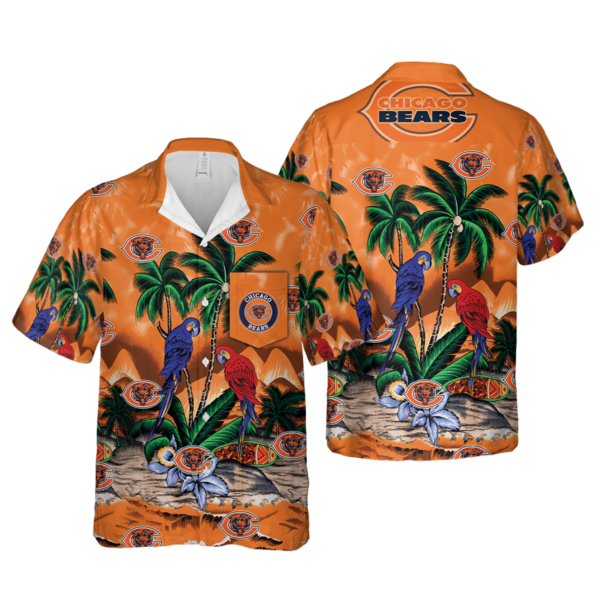 Sport-Team Chicago Bears Blue Parrot In Coconut Tree Hawaiian Shirt Summer Aloha Shirt