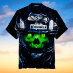 Sport-Team Seattle Seahawks Navy Green Skull Hawaiian Shirt Summer Aloha Shirt