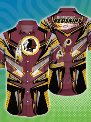 Sport-Team Washington Redskins Sleeve Button Down Samurai Hawaiian Shirt V5 Summer Aloha Shirt