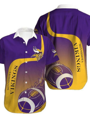 Sport-Team Minnesota Vikings Purple Yellow Rugby Hawaiian Shirt Summer Aloha Shirt