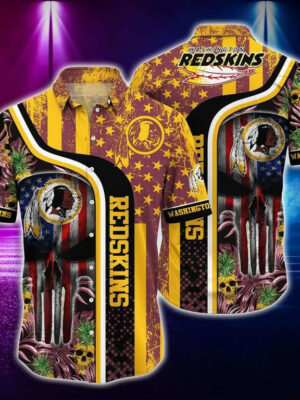 Sport-Team Washington Redskins Graphic Tropical Punisher Skull Hawaiian Shirt Summer Aloha Shirt