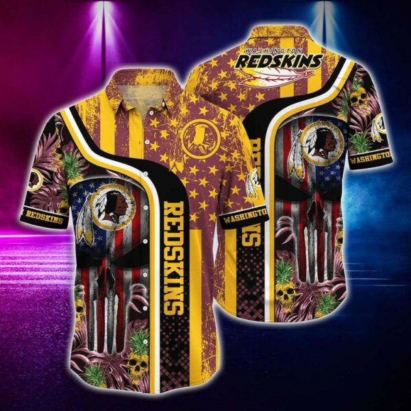 Sport-Team Washington Redskins Graphic Tropical Punisher Skull Hawaiian Shirt Summer Aloha Shirt