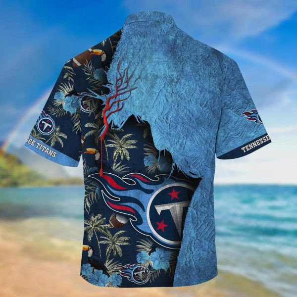 Sport-Team Tennessee Titans Flowers Navy Blue Hawaiian Shirt V2 Summer Aloha Shirt