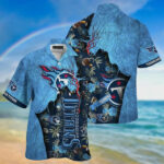 Sport-Team Tennessee Titans Flowers Navy Blue Hawaiian Shirt V2 Summer Aloha Shirt