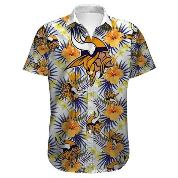 Sport-Team Minnesota Vikings Tropical Flower Gift For Fans Hawaiian Shirt Summer Aloha Shirt