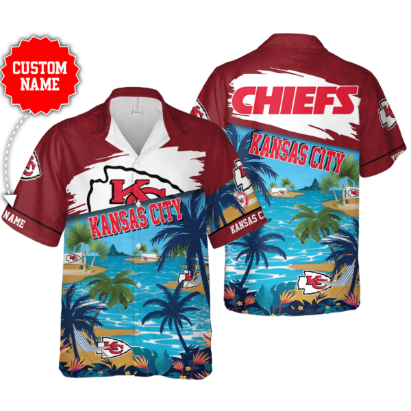Sport-Team Kansas City Chiefs Custom Name Coconut Beach Hawaiian Shirt Sport Team Aloha Shirt