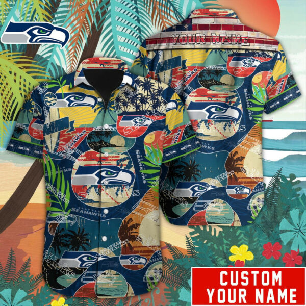 Sport-Team Seattle Seahawks Custom Name Special Vintage Style Hawaiian Shirt Sport Team Aloha Shirt