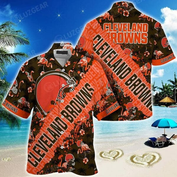 Sport-Team Cleveland Browns Orange Hawaiian Shirt V3 Summer Aloha Shirt