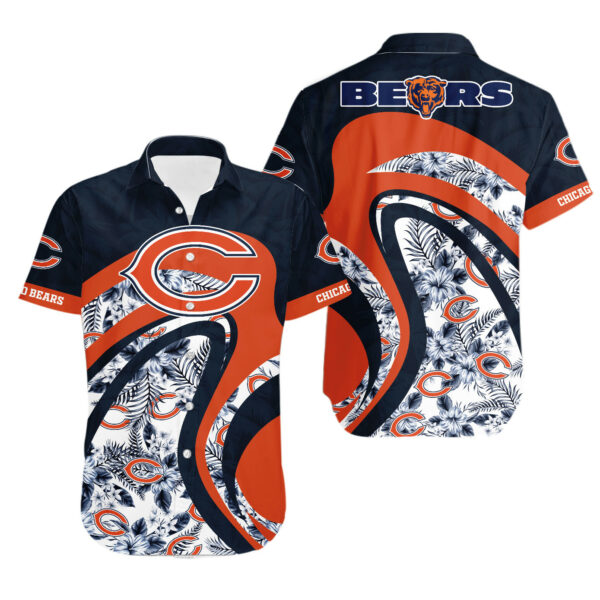 Sport-Team Chicago Bears Leaf Orange Curve Hawaiian Shirt Summer Aloha Shirt
