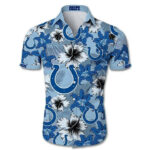 Sport-Team Indianapolis Colts Flower Blue Hawaiian Shirt Summer Aloha Shirt