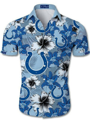 Sport-Team Indianapolis Colts Flower Blue Hawaiian Shirt Summer Aloha Shirt