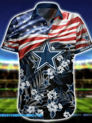 Sport-Team Dallas Cowboys American Flag Flower Hawaiian Shirt Summer Aloha Shirt