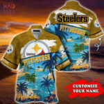 Sport-Team Pittsburgh Steelers Custom Name Beach Blue Hawaiian Shirt Sport Team Aloha Shirt