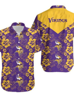 Sport-Team Minnesota Vikings Yellow Flower Purple Hawaiian Shirt Summer Aloha Shirt