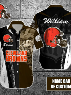 Sport-Team Cleveland Browns Custom Name Special Half Tone Mascot Hawaiian Shirt Sport Team Aloha Shirt