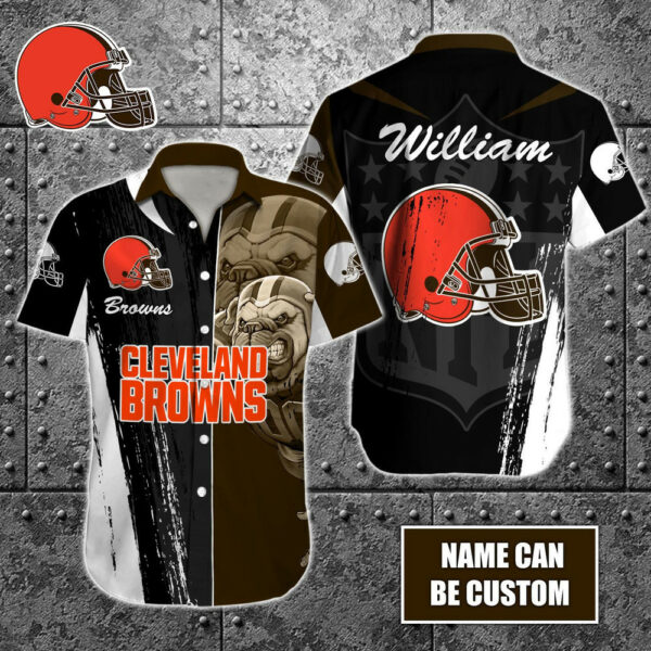 Sport-Team Cleveland Browns Custom Name Special Half Tone Mascot Hawaiian Shirt Sport Team Aloha Shirt