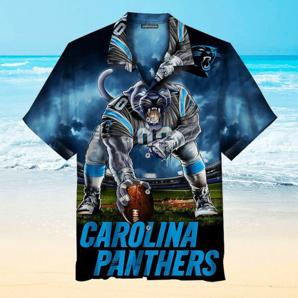 Sport-Team Carolina Panthers Mascot Blue Hawaiian Shirt Summer Aloha Shirt