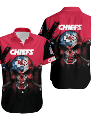 Sport-Team Kansas City Chiefs Red Skull Hawaiian Shirt Summer Aloha Shirt