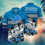 Sport-Team Detroit Lions Blue Silver Hawaiian Shirt Summer Aloha Shirt