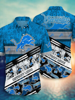 Sport-Team Detroit Lions Blue Silver Hawaiian Shirt Summer Aloha Shirt