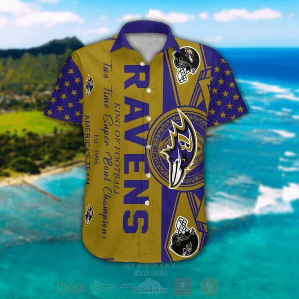 Sport-Team Baltimore Ravens Gold Purple Hawaiian Shirt Summer Aloha Shirt