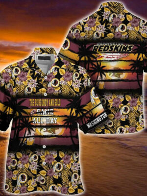 Sport-Team Washington Redskins Floral Graphic For Sports Enthusiast Hawaiian Shirt Summer Aloha Shirt