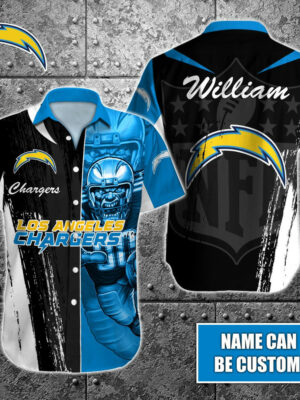 Sport-Team Los Angeles Chargers Custom Name Special Half Tone Mascot Hawaiian Shirt Sport Team Aloha Shirt