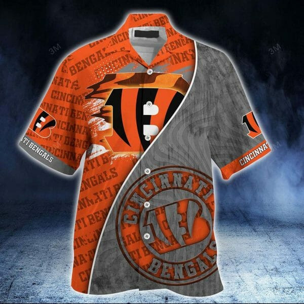 Sport-Team Cincinnati Bengals Orange Grey Hawaiian Shirt V2 Summer Aloha Shirt