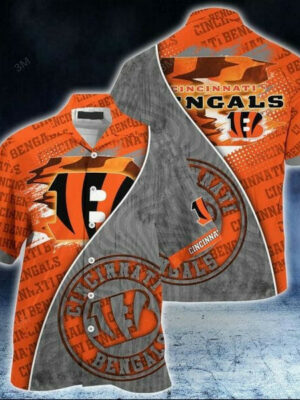 Sport-Team Cincinnati Bengals Orange Grey Hawaiian Shirt V2 Summer Aloha Shirt