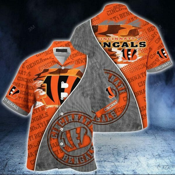 Sport-Team Cincinnati Bengals Orange Grey Hawaiian Shirt V2 Summer Aloha Shirt