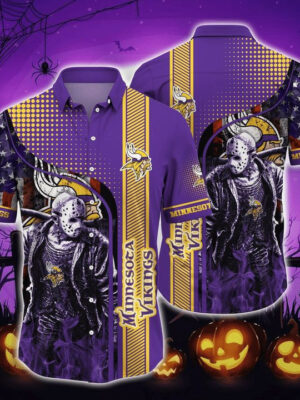 Sport-Team Minnesota Vikings Horror Halloween Night Hawaiian Shirt Summer Aloha Shirt