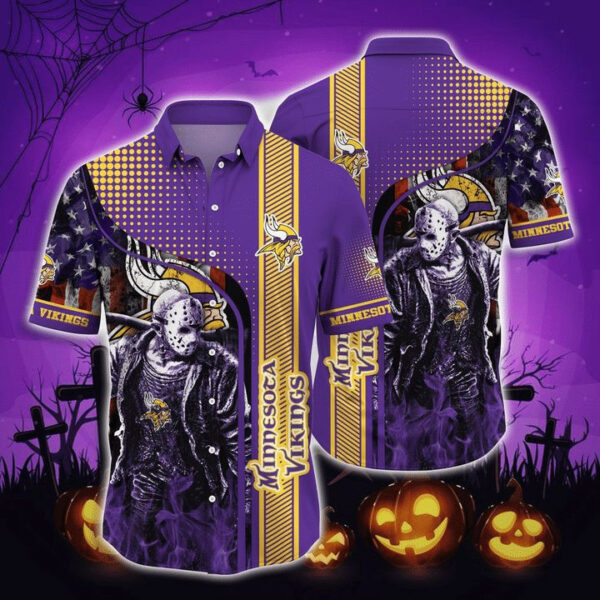 Sport-Team Minnesota Vikings Horror Halloween Night Hawaiian Shirt Summer Aloha Shirt