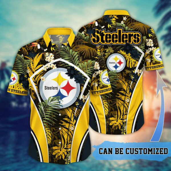 Sport-Team Pittsburgh Steelers Custom Name Flower Summer Tropical Hawaiian Shirt Sport Team Aloha Shirt