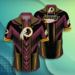 Sport-Team Washington Redskins Sleeve Button Down Brown Hawaiian Shirt Summer Aloha Shirt