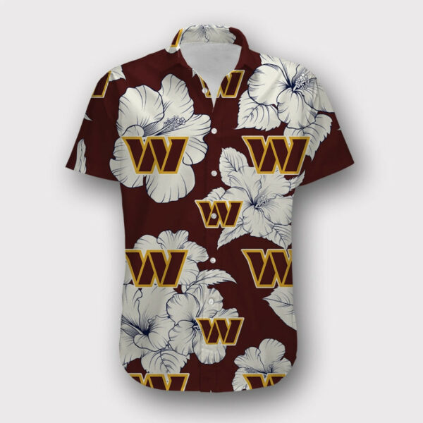 Sport-Team Washington Commanders Red White Flower Tropical Hawaiian Shirt Summer Aloha Shirt