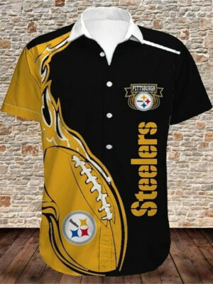 Sport-Team Pittsburgh Steelers Black Yellow Ball Hawaiian Shirt Summer Aloha Shirt