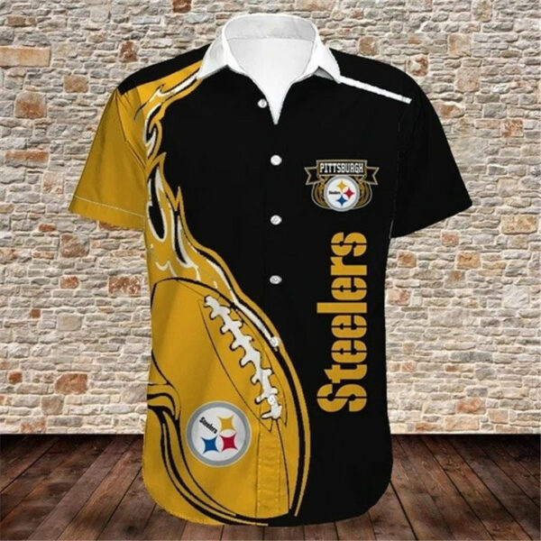 Sport-Team Pittsburgh Steelers Black Yellow Ball Hawaiian Shirt Summer Aloha Shirt